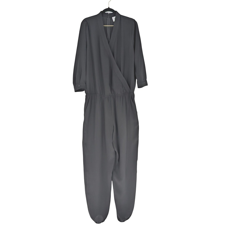 Cabi Jumpsuit Womens Medium Black Excellent Wrap V-Neck 3/4 Sleeve 3133 Chic